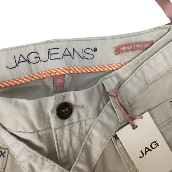 Jag Jeans NWT Wallace Crop Mid Rise Wide Leg Stone Size 0 Khaki Tie Waist Twill - Picture 6 of 7